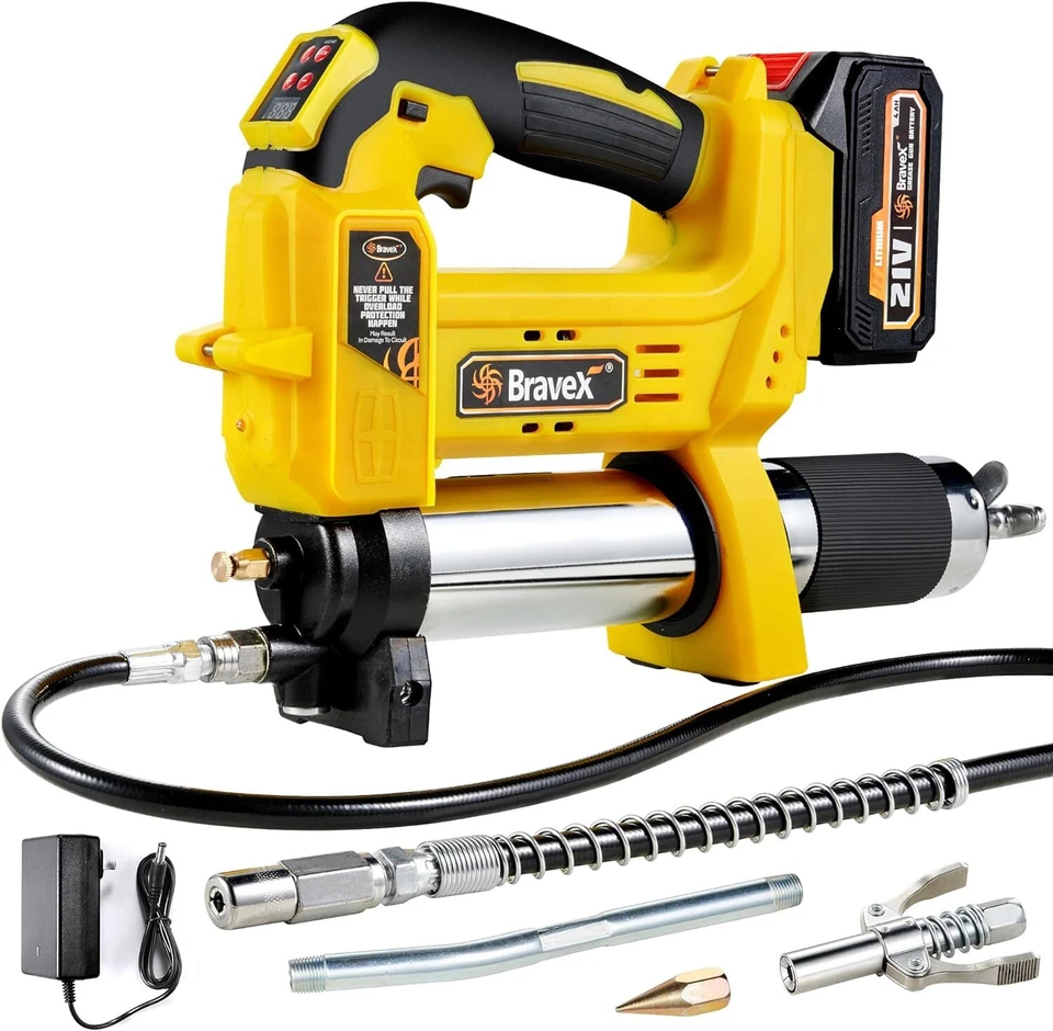 Pistola de engrase eléctrica alimentada por batería con manguera de 40", pistola de engrase inalámbrica de 12.000 PSI Foto 4 de 4