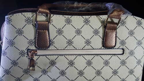 Women's Cream Faux Leather Purse & Shoulder Adjustable Versatile Handbag - NEW!! - Picture 10 of 21