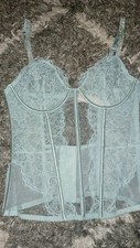 Victoria secret shine strap lace corset top NEW SIZE large minty aqua