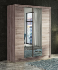 Modern Sliding Door Wardrobe Center Mirror Optional Drawers 5 Sizes 4 Colours