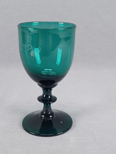 19th Century British "Bristol Green" Knopped Stem Wine Glass C. 1820s A - Picture 4 of 9