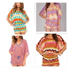 XS S M - LULI FAMA Festival Coverups Sexy South Beach Cabana V-Neck Dresses