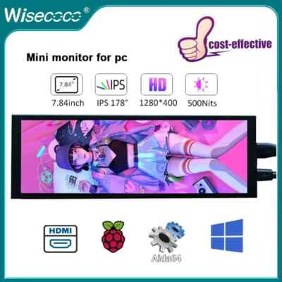 7.84'' 400*1280 Portable Monitor Secondary Screen Display HDMI CPU GPU Aida64