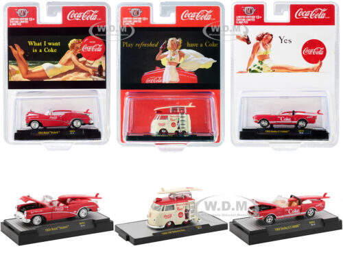 "COCA-COLA BATHING BEAUTIES" 3 PC SET RELEASE 2 1/64 CARS M2 MACHINES 52500-BB02 - Picture 1 of 7