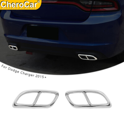 2pcs Rear Exhaust Tail Muffler Trim Cover Frame Protector For Dodge Charger 15+