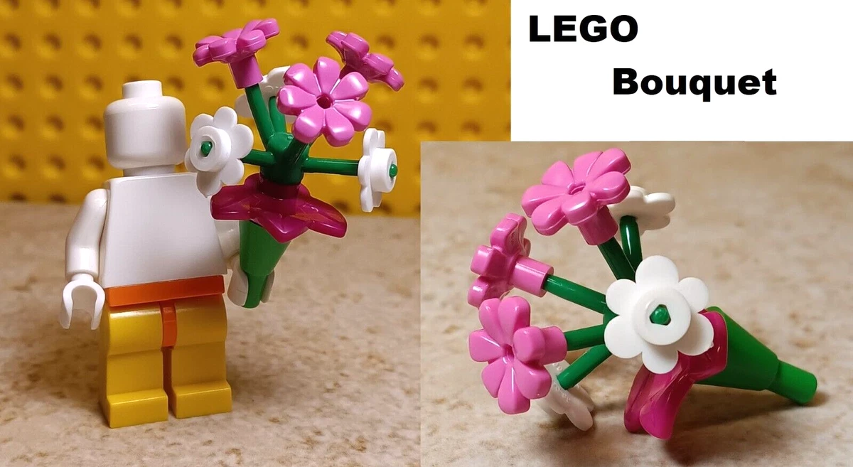 LEGO Bouquet Flowers PINK White Wedding Prom Center Piece Display