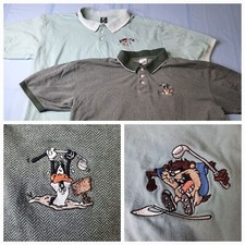 Vintage 90's Warner Bros Studio Store Mens XL Golf Polo Shirts Taz Daffy Duck