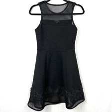 Express Sleeveless Mesh Floral Swing Dress Womens 0 Goth Punk Emo Lace Black