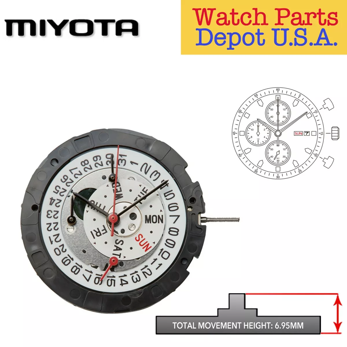 Original Miyota 0S00 Japan Quartz Chronograph Movement 3