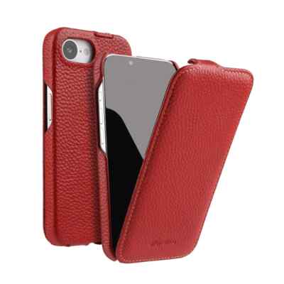 Original Melkco Genuine Leather Flip Case For iPhone 16E Vertical Up-Down Cover