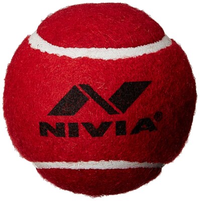 NIVIA Red Cricket Tennis Ball - Heavy Weight - Premium Quality (Lot of 3 Balls)