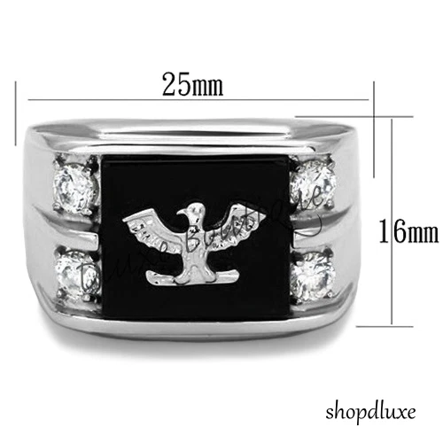 Men s Stainless Steel 316L AAA CZ US American Eagle Military Ring
