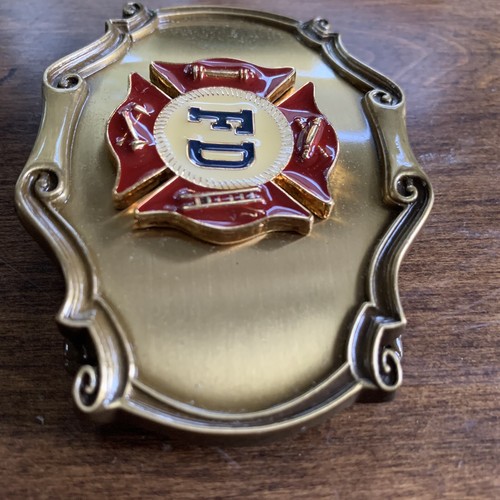Vintage 70s Fire Department Brass Gold Belt Buckle Raintree Made In USA Boxed - Picture 12 of 20