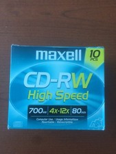 Maxell CD-RW Rewritable High Speed Discs 700MB 4x-12x 80 min 10 Pack NEW