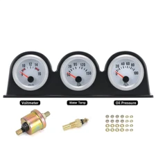 2" 52mm 3-in-1 Auto Car Triple Gauge Set Kit Water Temp Oil Pressure Volt Meter