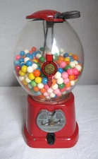 Antique Red Advance Penny Gumball Machine w/ original decal, padlocks & bracket
