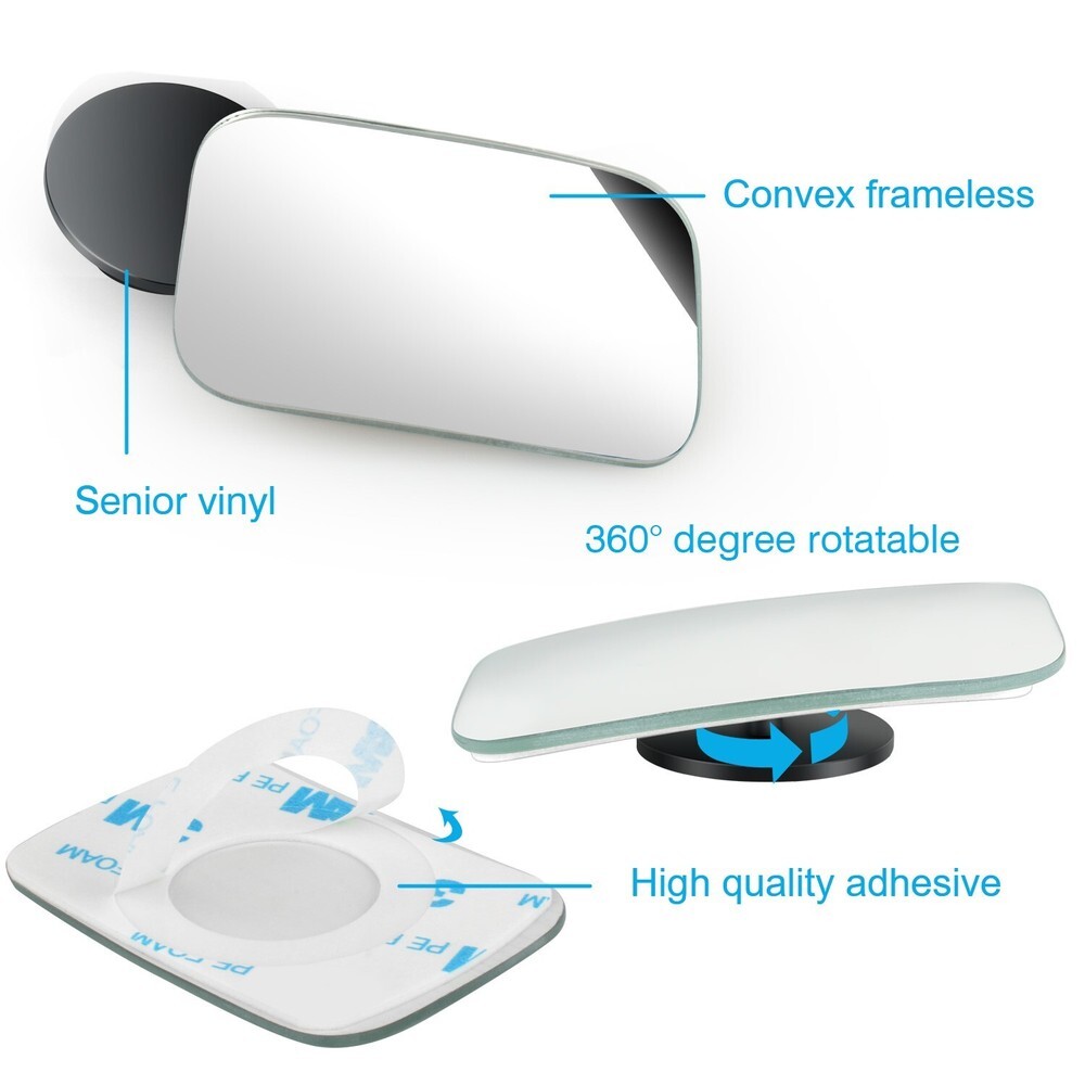 2PCS 360° Wide Angle Blind Spot Mirror Auto Convex Rear Side View Car SUV Truck