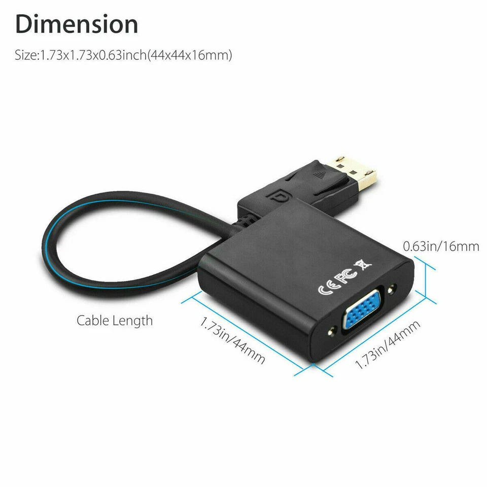 50 x Display Port DP to VGA Adapter Cable cord 1080P for laptop desktop Monitor - Image 4 of 4