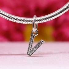 New Authentic Pandora Letter "V" Charm Silver 791334CZ Initial Pendant Retired