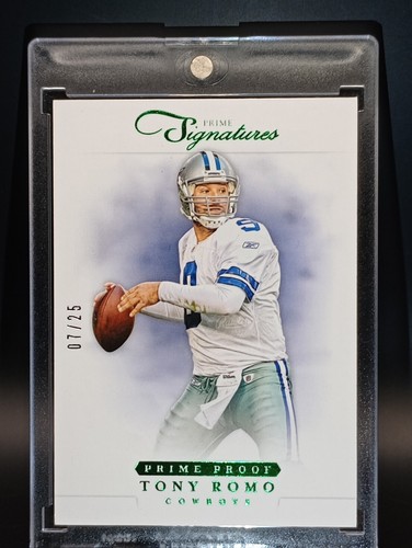 2012 Panini Prime Signatures - Prime Proof Green #8 Tony Romo /25 for ...