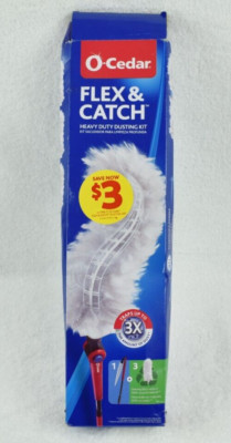 O-Cedar Flex & Catch Heavy Duty Dusting Kit / 1 Extendable Handle / 3 Dust Pads