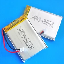 2 pcs 3.7V 1000mAh Li Po Polymer Rechargeable Battery 503450 JST 2P 1.5mm Plug