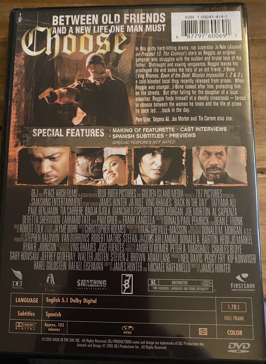 Back in the Day (DVD, 2005, FS) Ja Rule, Ving Rhames 687797600691