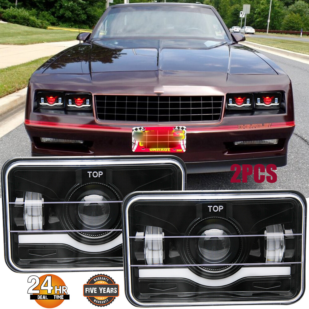 For Chevrolet Monte Carlo SS 1980-1988 4PCS 4x6" LED Headlights DRL Hi/Lo Beam - Foto 13