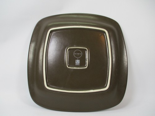 4 Umbra Swerv Espresso Gray Off Center Rim Square 10in. Dinner Plates - Picture 5 of 7