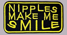 NIPPLES MAKE ME SMILE MOTORCYLE BIKER VEST FUNNY IRON ON PATCH