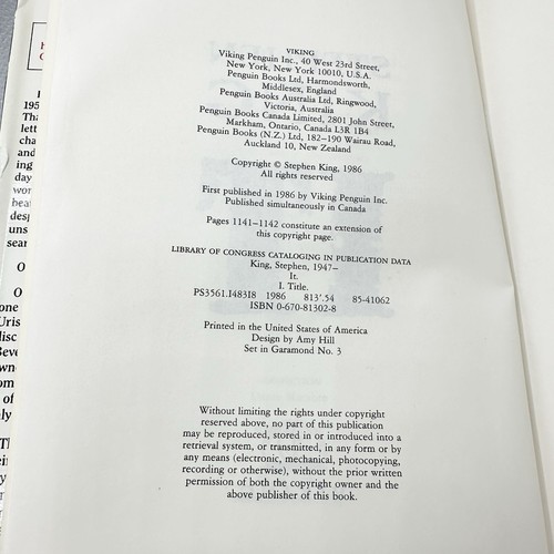 It Stephen King First Edition First Printing Viking Hardcover Dust Jacket FLAWS - Picture 10 of 16