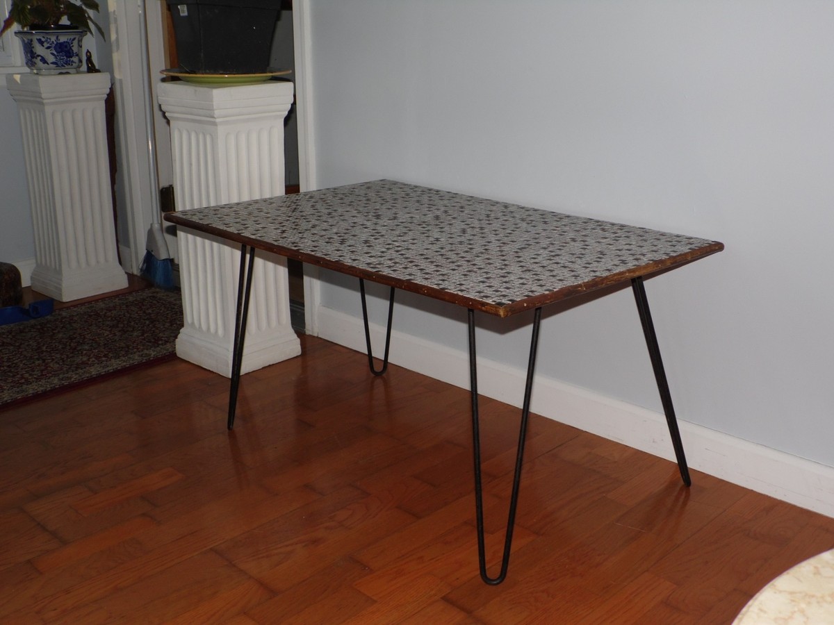 Vintage Industrial Mid Century Modern Mosaic Tile Coffee Table