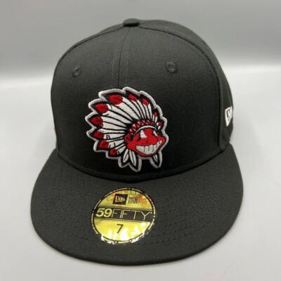 Cleveland Indians Guardians Hat Men 7 Black 59Fifty New Era Fitted