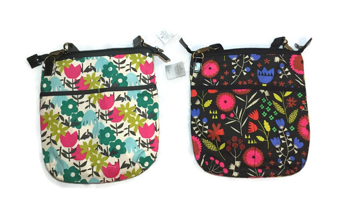 Bolso mensajero de lona Gisela Graham bandolera con patrón de correa ajustable forrado