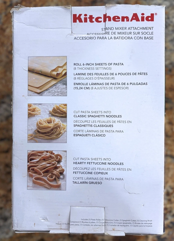 KITCHEN AID 3-PC. PASTA ROLLER & CUTTER SET #KSMPRA STAINLESS STEEL IN BOX - Image 3 of 4