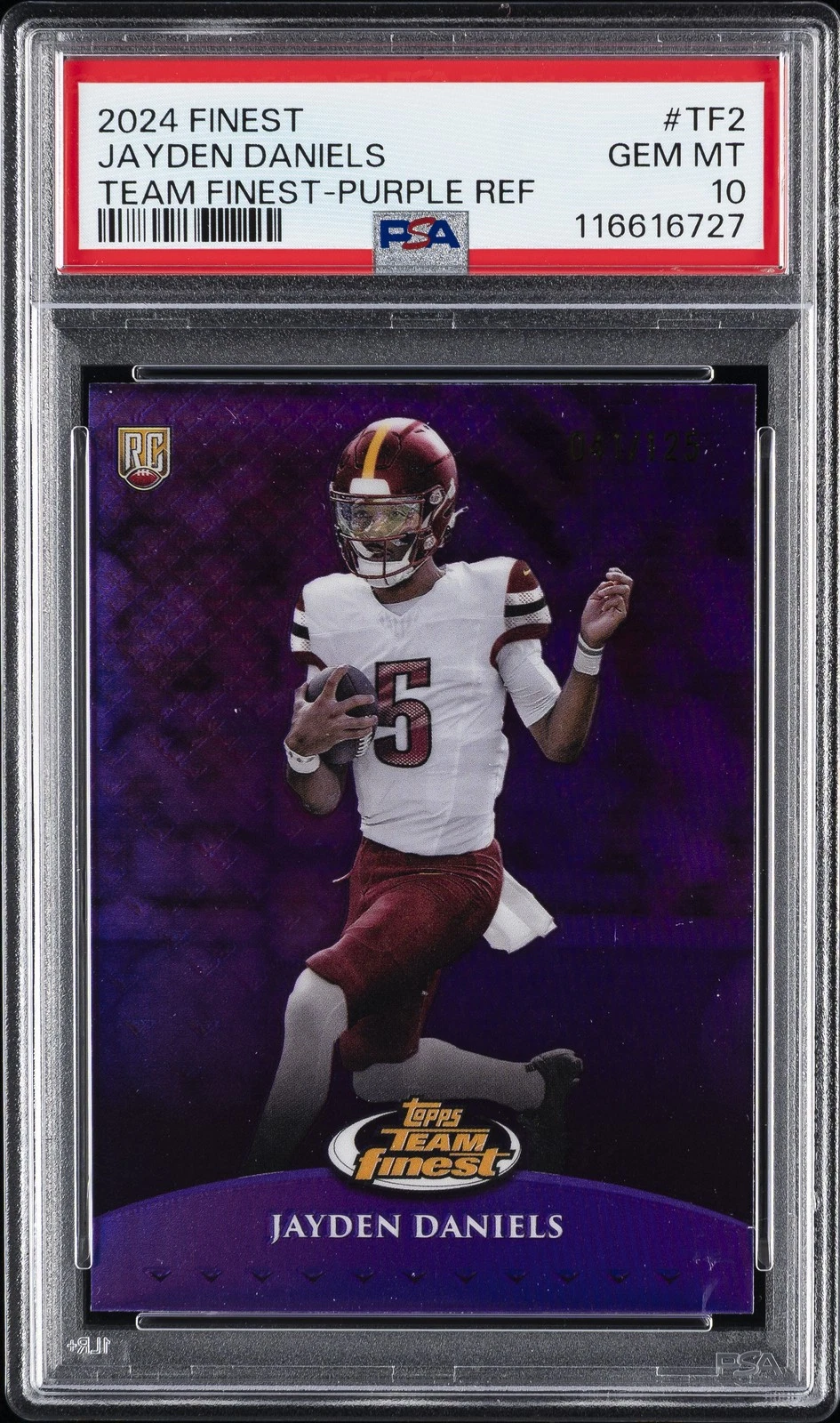 Jayden Daniels Topps Finest Team Finest #TF2 Purple Refractor