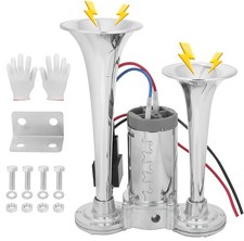 24V 600dB Super Loud Train Horn Kit for Trucks  Boats - Dual Trumpet Electri...