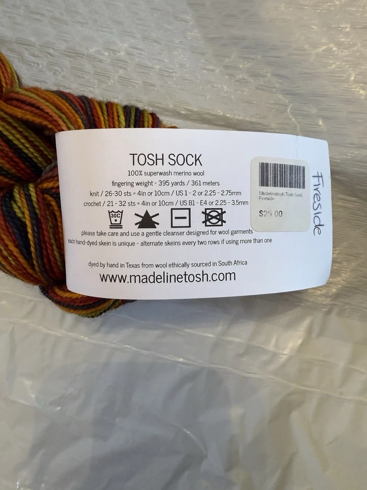 Madelinetosh Tosh Sock Yarn 100% Merino Wool 395 yards “Fireside” - Image 2 of 2
