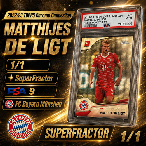 Matthijes de Ligt - 1/1 SuperFractor PSA 9 81 - 2022-23 TOPPS Chrome Bundesliga