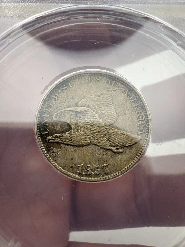 1857 Flying Eagle Cent AU-55 Details ANACS - Image 3 of 4