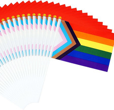 50 Pcs Progress Pride Flags Decorations LGBTQ Accessories Gay Pride Flag Rainbow