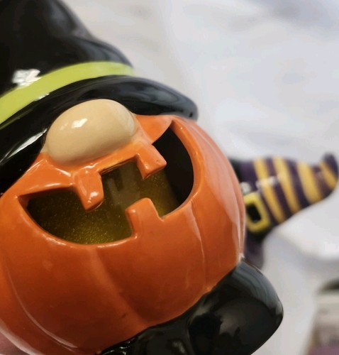 Mr. Pumpkin Ceramic LED Figurines, Gnome And Witch With New Batteries, Halloween - Picture 10 of 15