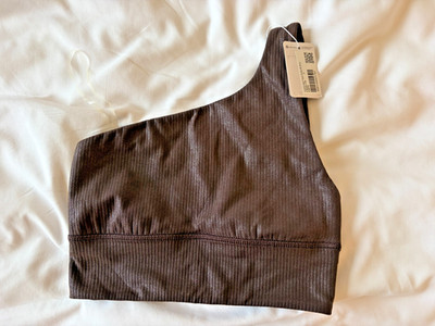 lululemon ALIGN ASYMETRICAL RIB BH A/B shine 2 uk 6 brandneu espresso yoga
