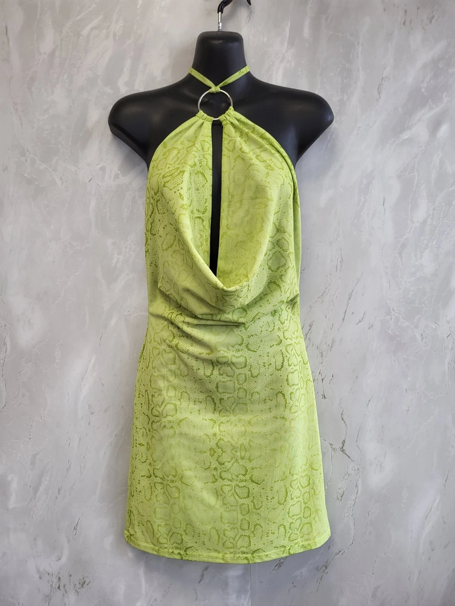 green emerald velvet dress Snake Print Midi Slip Dress Made with Cupro Silk in Sharp Green Custom main image 1