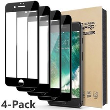 4 Pack Full Cover Tempered Glass Screen Protector For iPhone 7 Plus, 7 Series