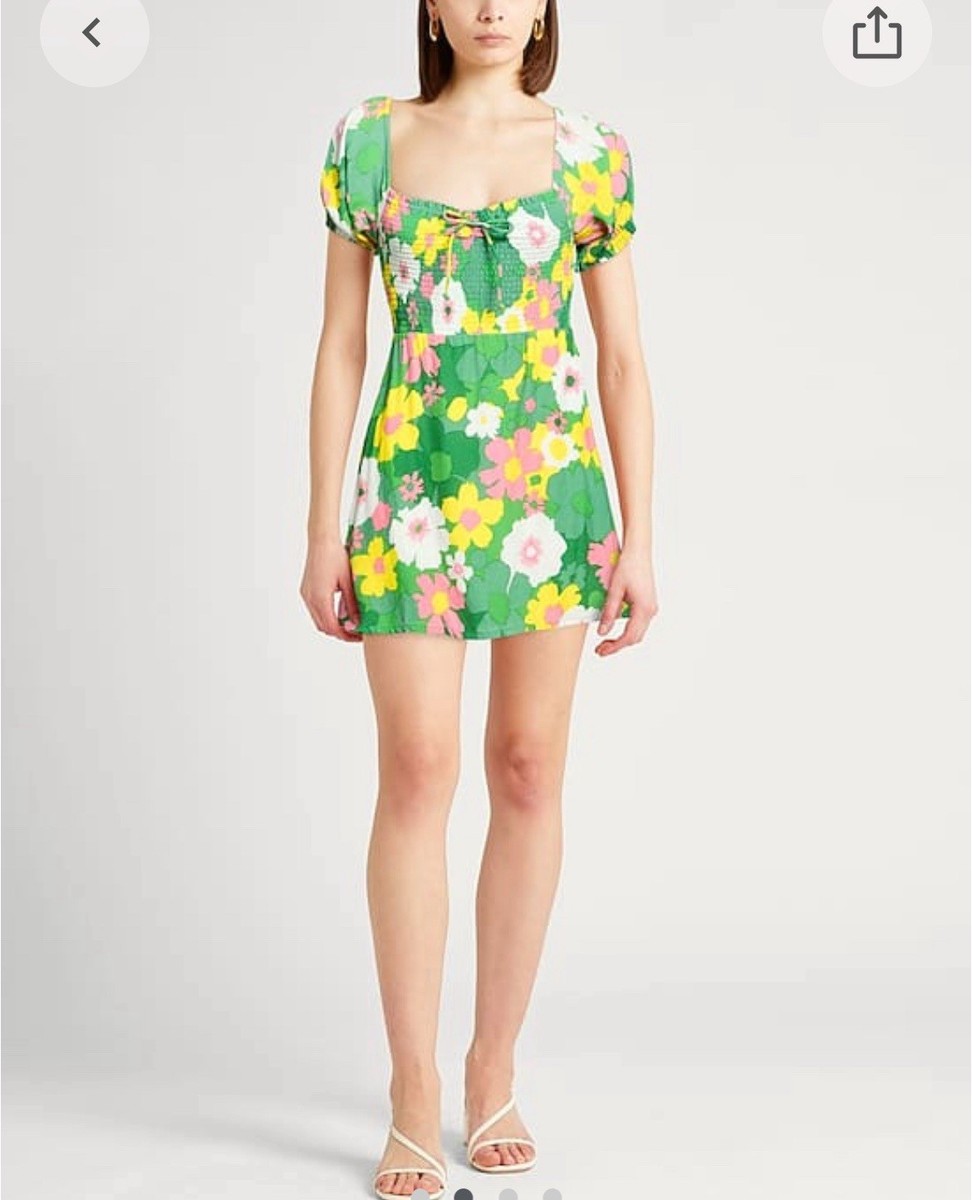 Faithfull The Brand Domenica Floral Mini Dress Green Pink Size M (NWT) |  eBay