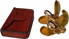 Vintage Brass Folding Binoculars/Opera Glasses/Spyglass with Leather Case Gifts