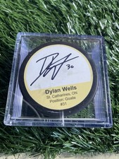 Dylan Wells #30 Signed Norfolk Admirals Hockey Puck 2021-22
