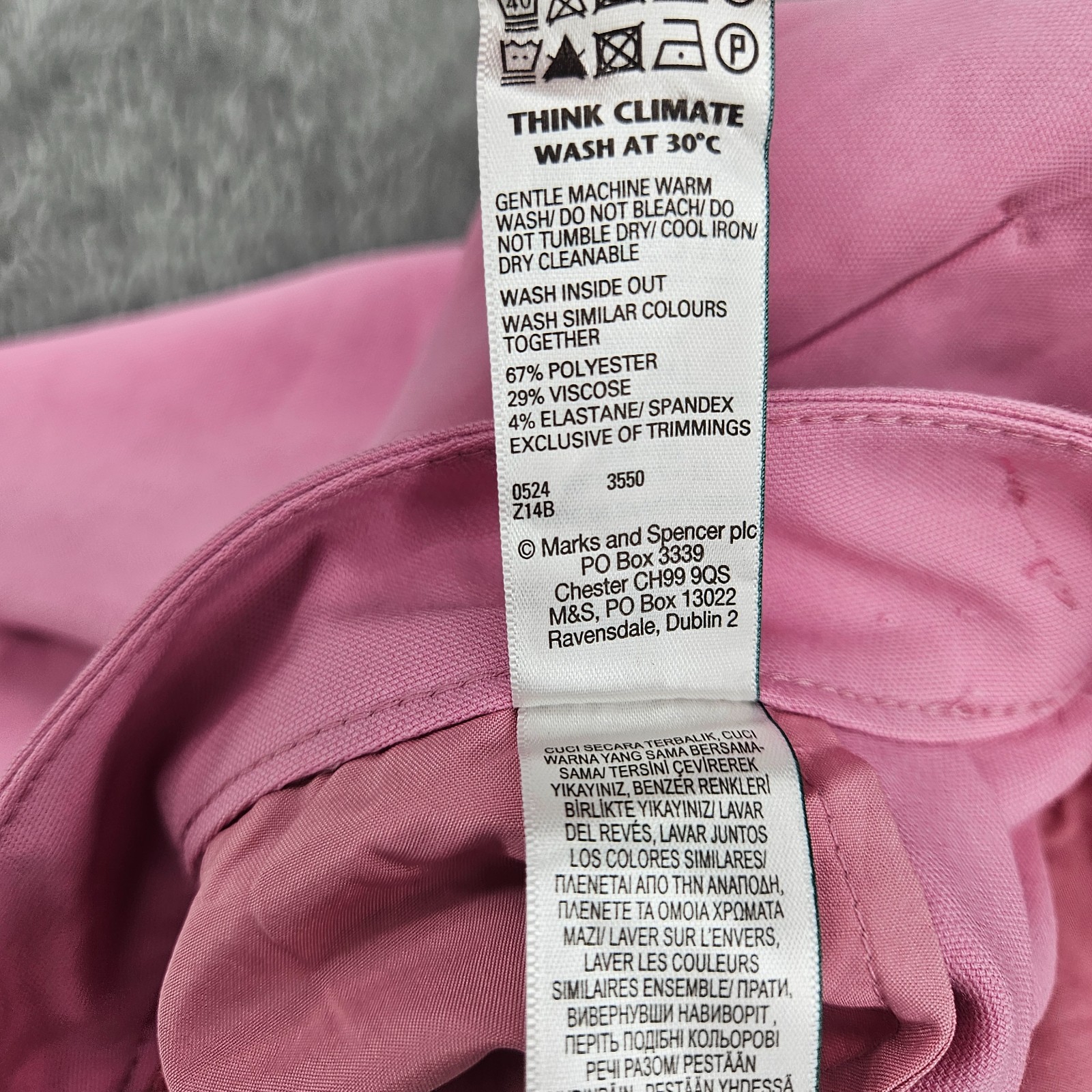M&S Women's Rose Pink Wide Leg Tailored Trousers UK 12 Short Smart Stretch image 7