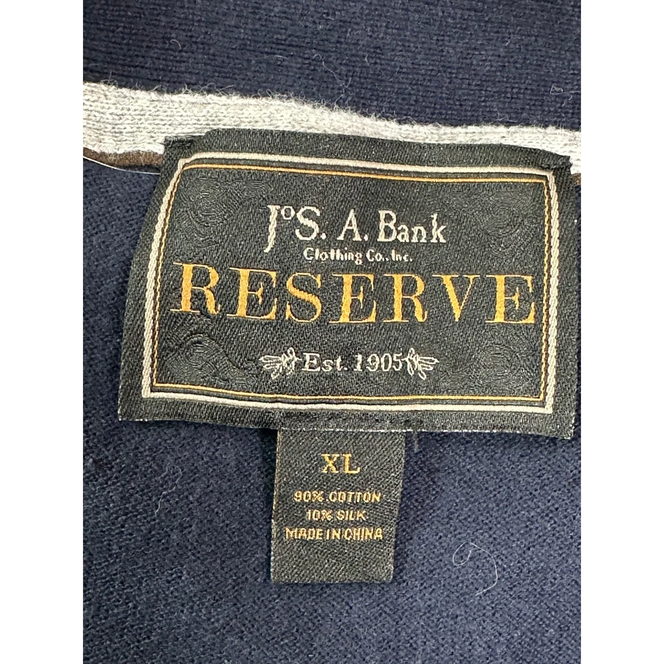 Jos A Bank Reserve Cotton Silk Blend Navy Blue Vest Pockets Workwear Office XL - Image 3 of 4